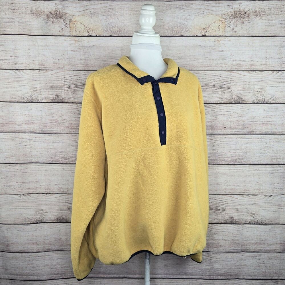 Vintage Men's L.L. Bean Regular Trail Model Fleece Snap Pullover XL 90s Yellow - Picture 6 of 8